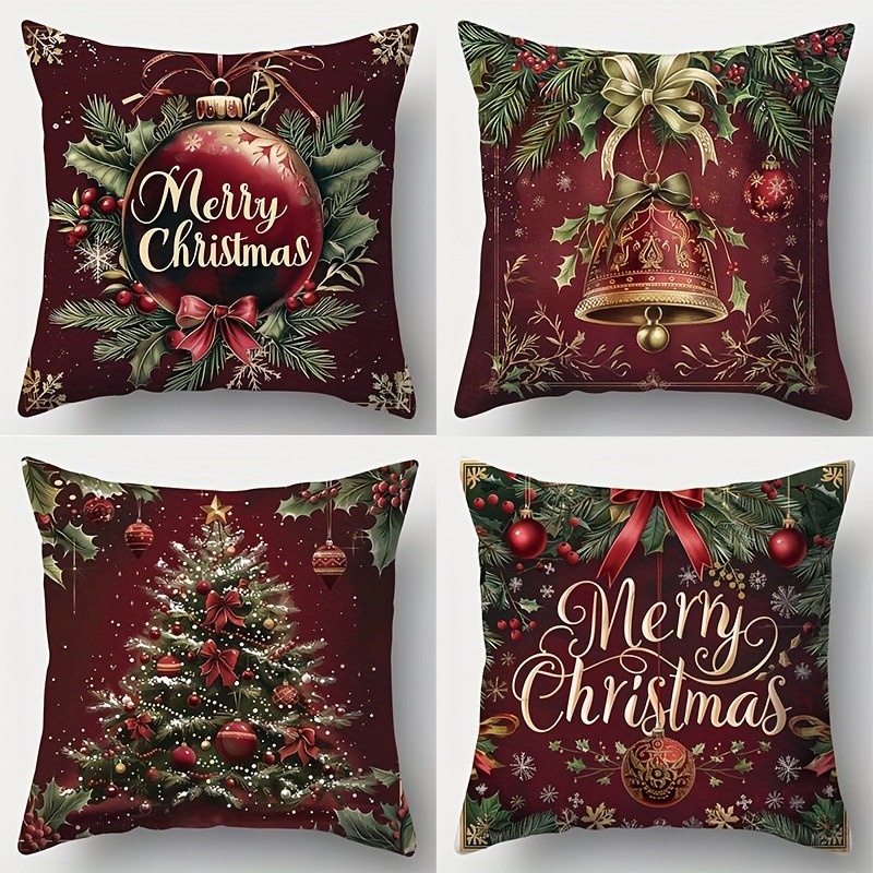 Home Textiles News - ปลอกหมอนคริสต์มาสสุดเทศกาล: ตกแต่งบ้านของคุณด้วยลายฮอลลี่ ระฆัง ต้นไม้ และลาย 