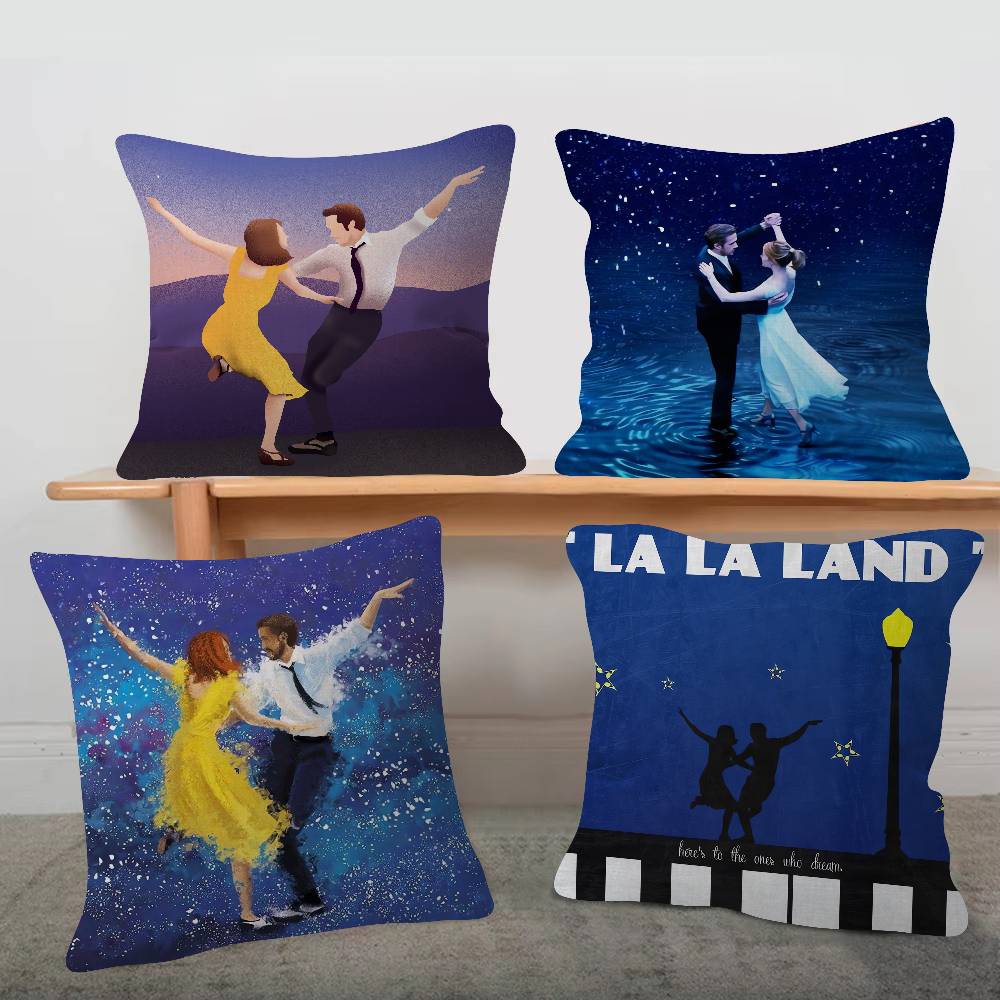 Home Landing Textiles - ภาพยนตร์ลา ลา แลนด์ คาร์ตูนซีรีส์ ปลอกหมอนทรงสี่เหลี่ยม ปลอกหมอนอิงโซฟาแบบนุ่ม