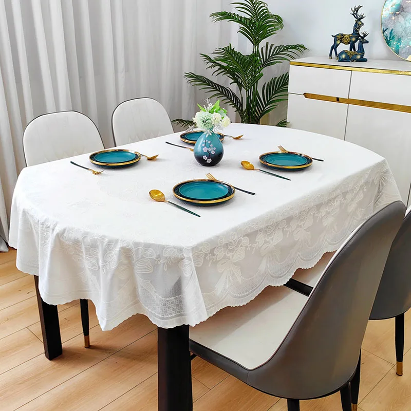 Home Textiles News - ผ้าปูโต๊ะกันน้ำ PVC รูปวงรี ลายพิมพ์สไตล์ยุโรปคลาสสิก ป้องกันฝุ่นละออง ผ้าคลุมโต๊ะตกแต่งบ้านอย่างสวยงามสำหรับห้องนั่งเล่น