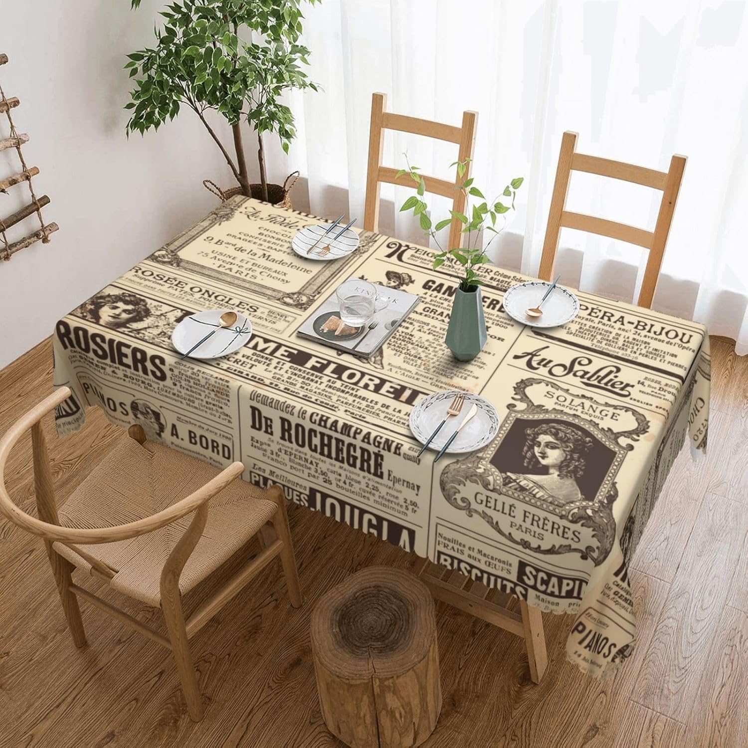 ผ้าปูโต๊ะลายหนังสือพิมพ์วินเทจ - Home Textiles News บทวิจารณ์และราคา
